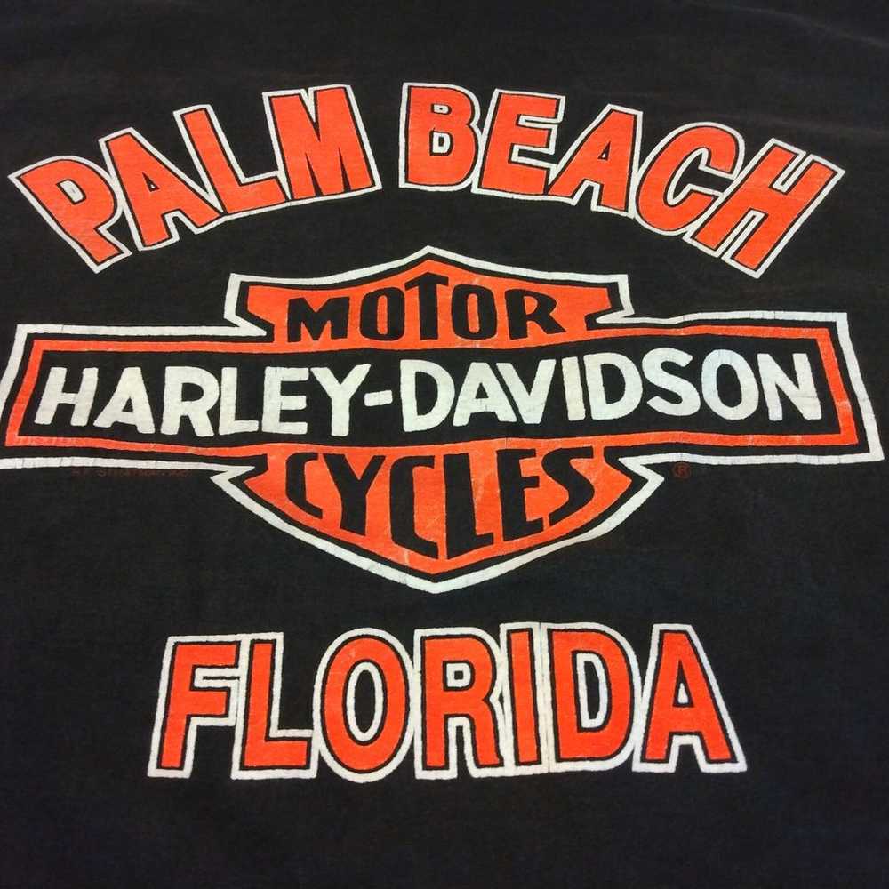 Vintage 90s Harley Davidson Black Shirt Palm Beac… - image 7