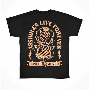 Assholes Live Forever Skull Rose Tee Shirt Unisex… - image 1