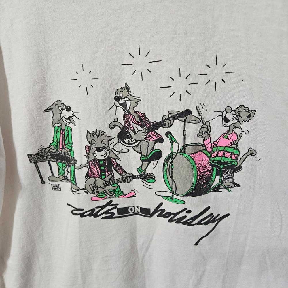 Vintage 90s Cats On Holiday Band Merch Tee Screen… - image 2