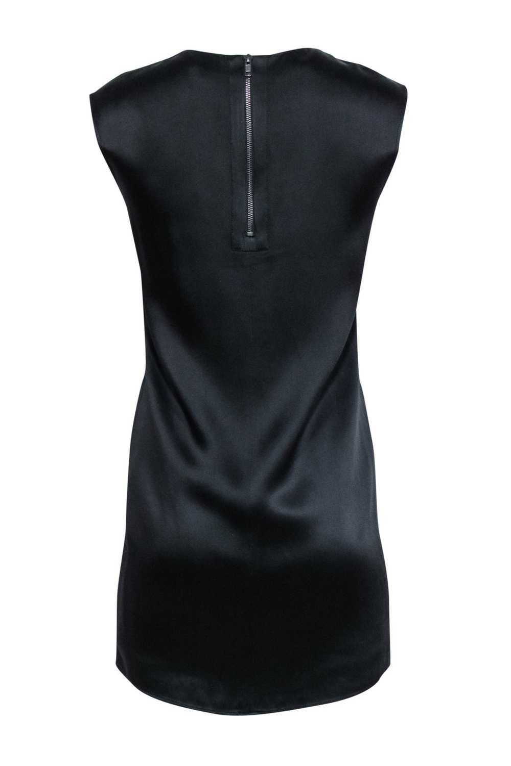 Helmut Lang - Black Satin Shift Dress w/ Fractal … - image 3