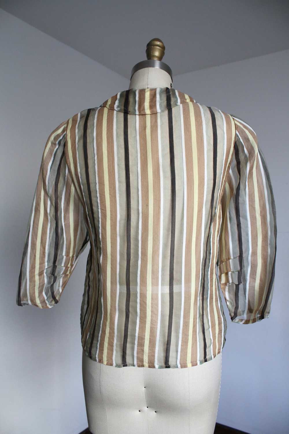 vintage 1950s sheer striped top {s} - image 3