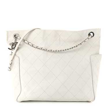 CHANEL Caviar Stitched CC Pocket Tote White