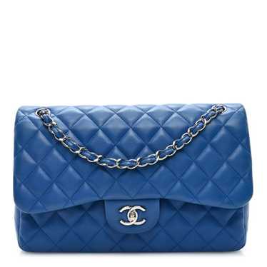 CHANEL Lambskin Quilted Jumbo Double Flap Blue - image 1