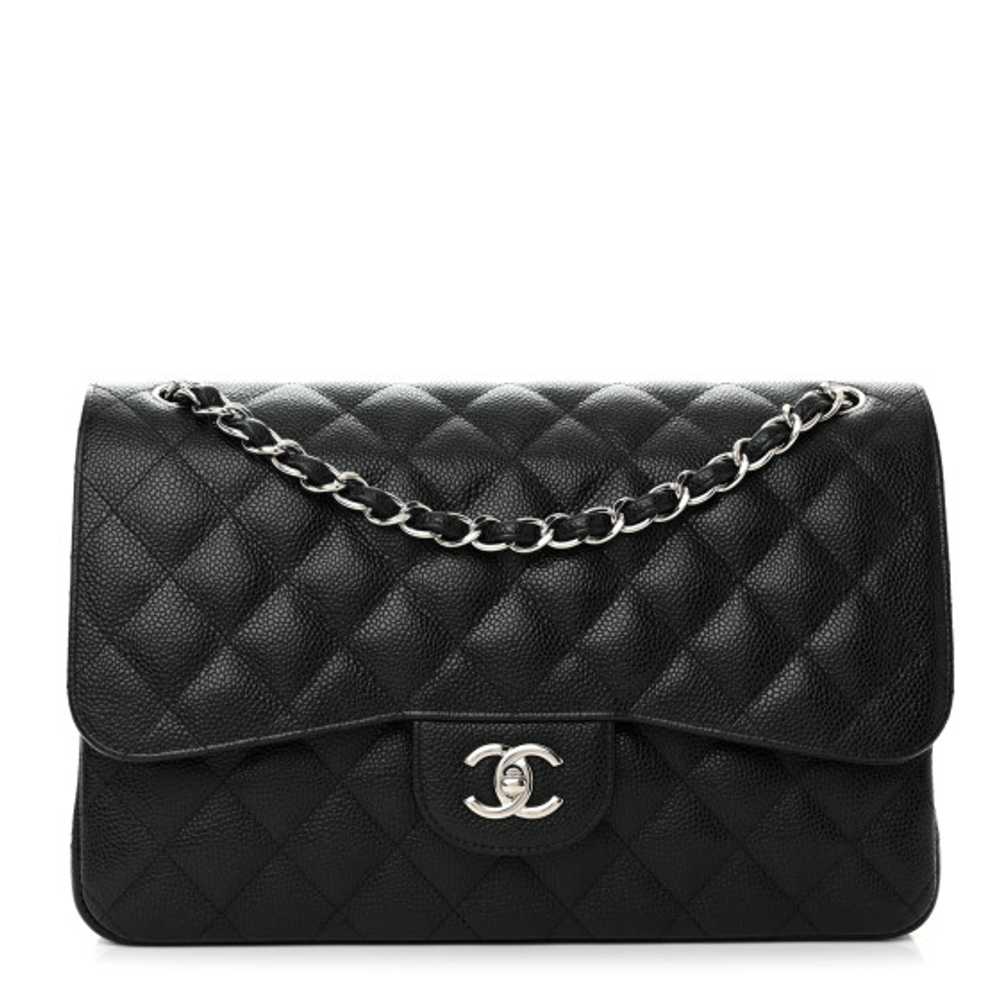 CHANEL Caviar Quilted Jumbo Double Flap Black - image 1