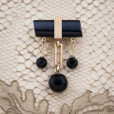 Onyx Girandole Brooch C. 1890s