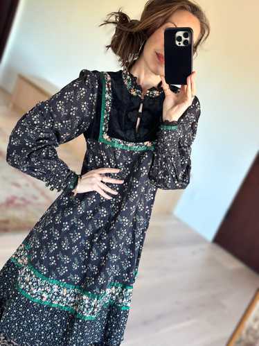 Gunne Sax Black Ditsy Midi