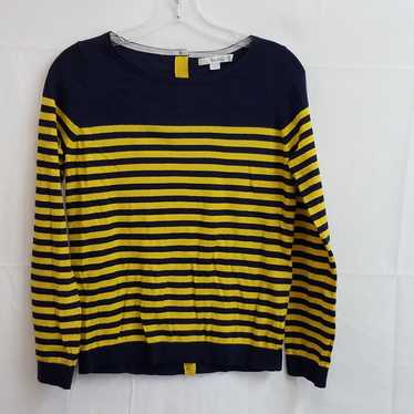 Boden Striped Yellow Navy Cotten Blend Long Sleev… - image 1