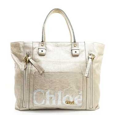 Vintage CHLOE Women Eclipse Tote Metallic Gold Si… - image 1