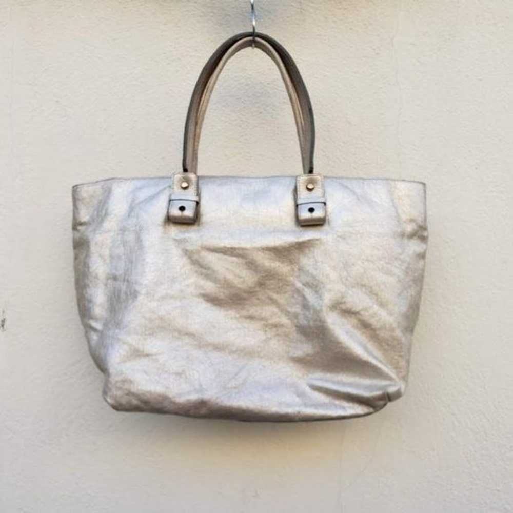 Vintage CHLOE Women Eclipse Tote Metallic Gold Si… - image 3