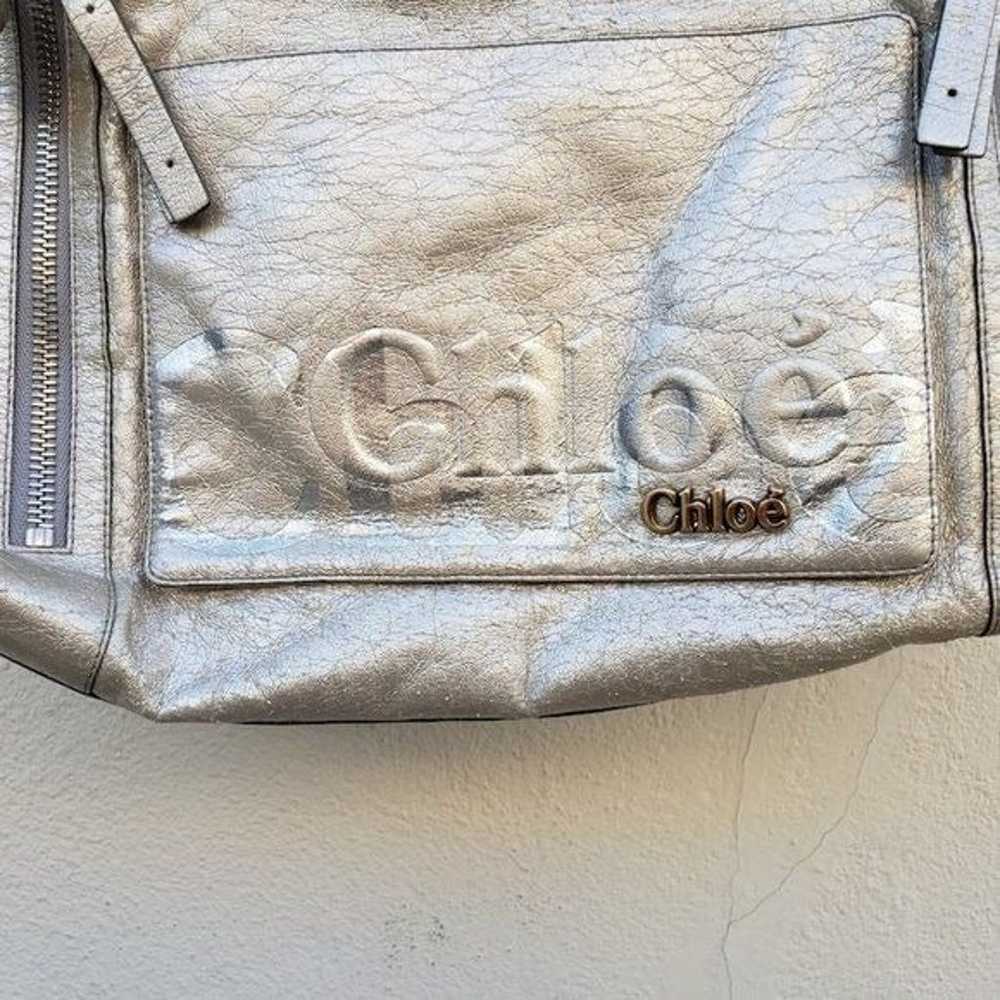 Vintage CHLOE Women Eclipse Tote Metallic Gold Si… - image 5