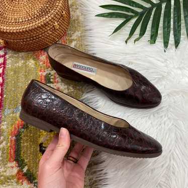 Vintage Bandolino Neutral Brown Leather Slip On F… - image 1