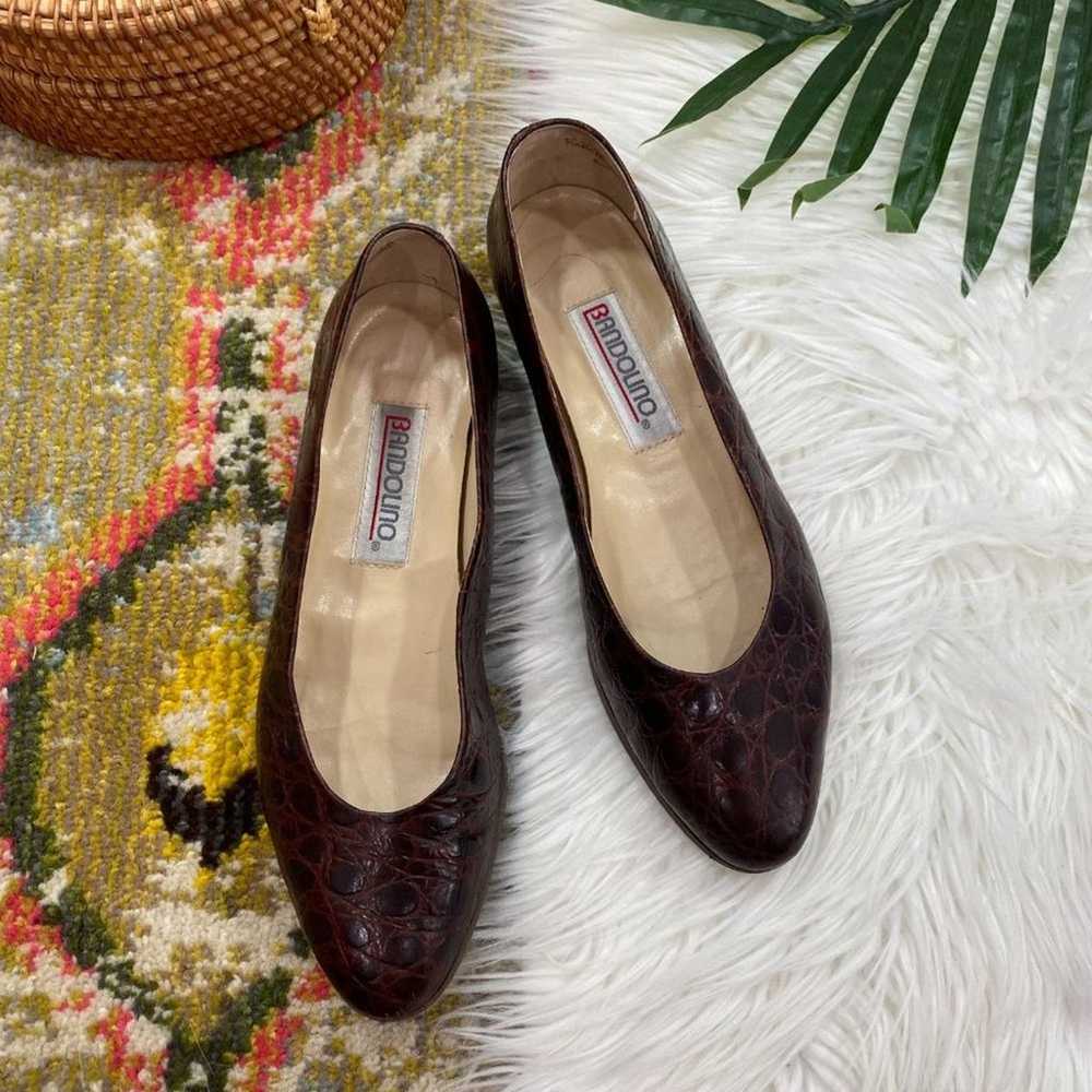 Vintage Bandolino Neutral Brown Leather Slip On F… - image 2