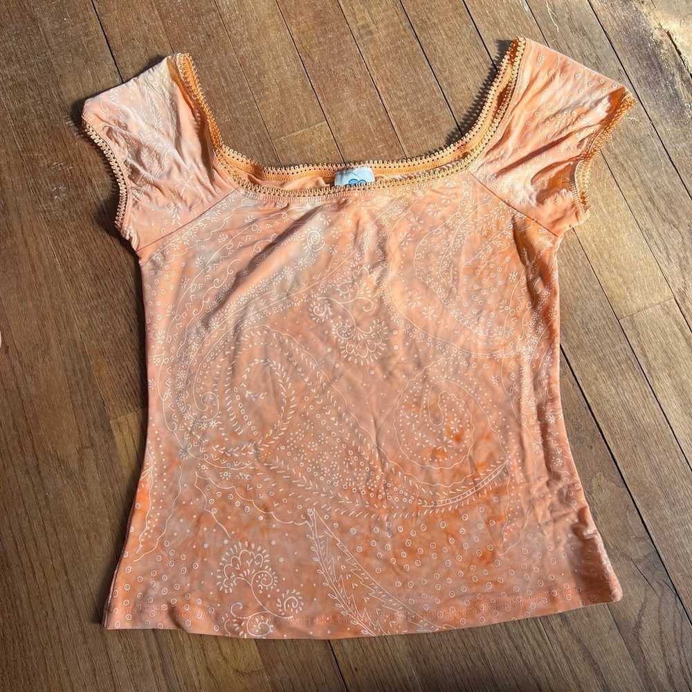 vintage orange paisley print silk top - image 2