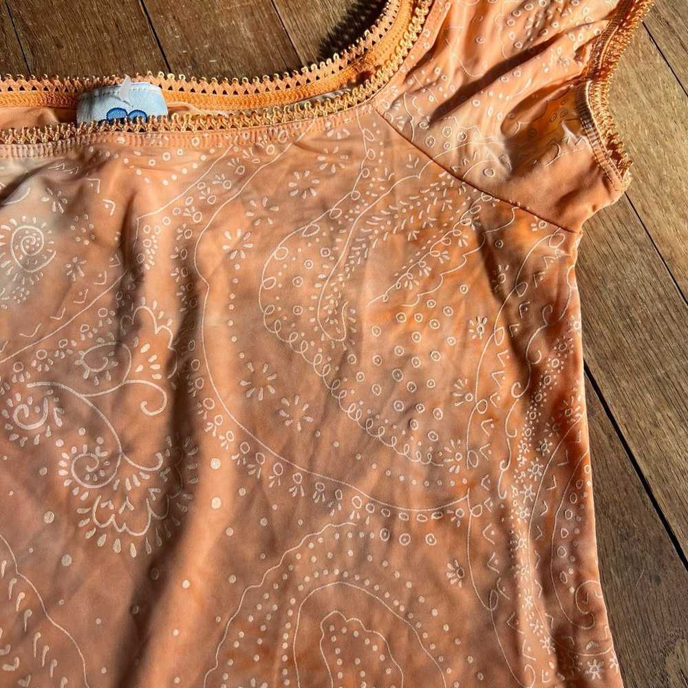 vintage orange paisley print silk top - image 3