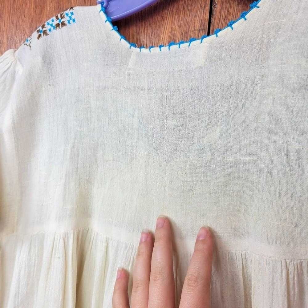 Vintage 1970s Embroidered Babydoll Peasant Top - image 9