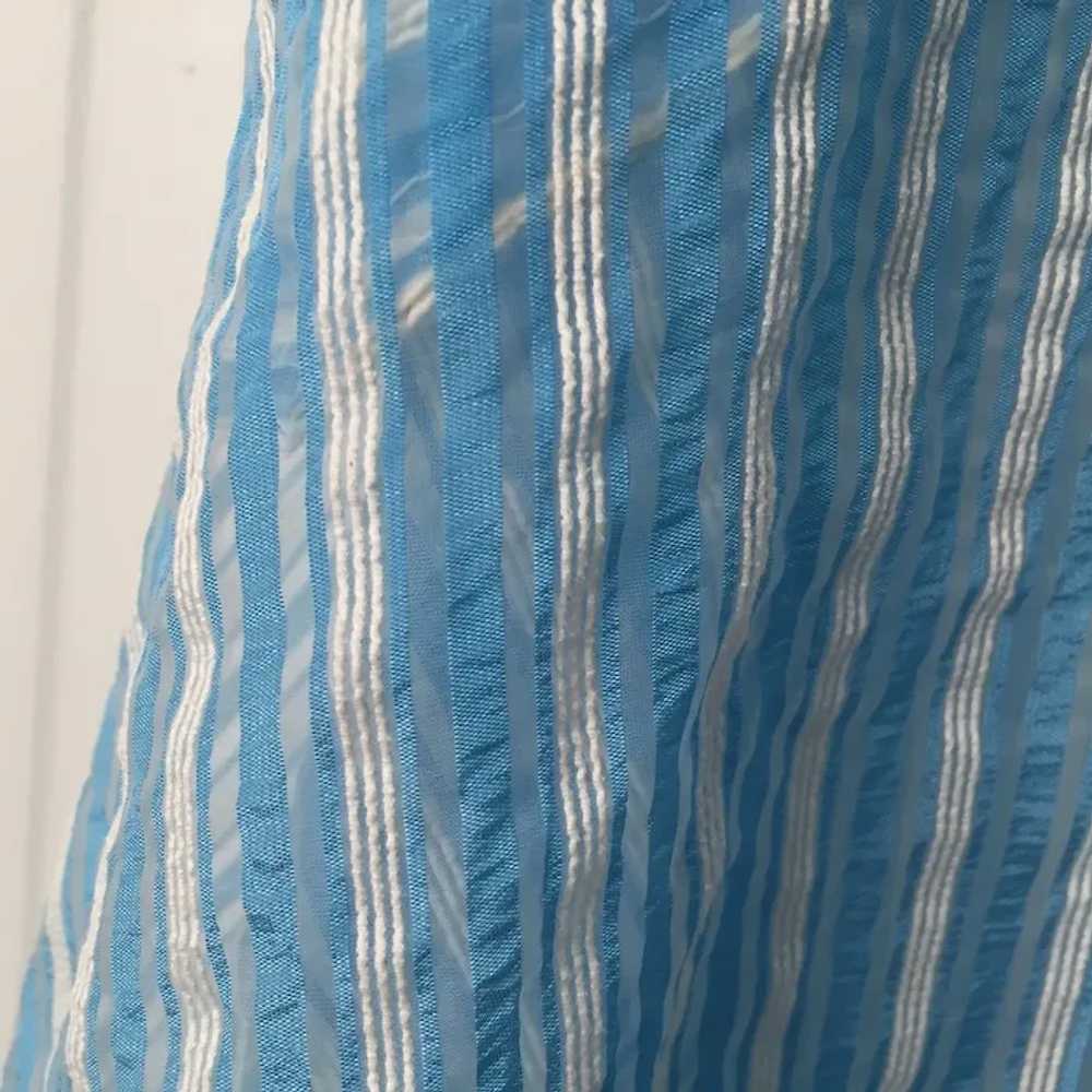 Vintage 1950s Turquoise and White Striped Sheer D… - image 3
