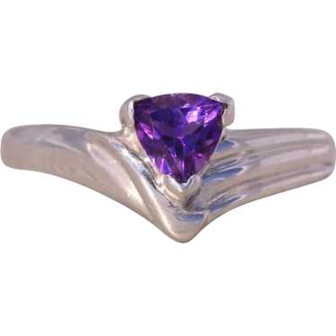 Trilliant Cut Natural Amethyst in White Gold - image 1