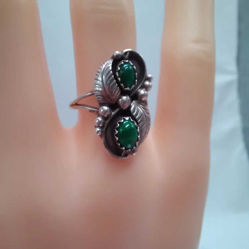 Navajo Sterling Silver Leaf/Feather & Malachite S… - image 10