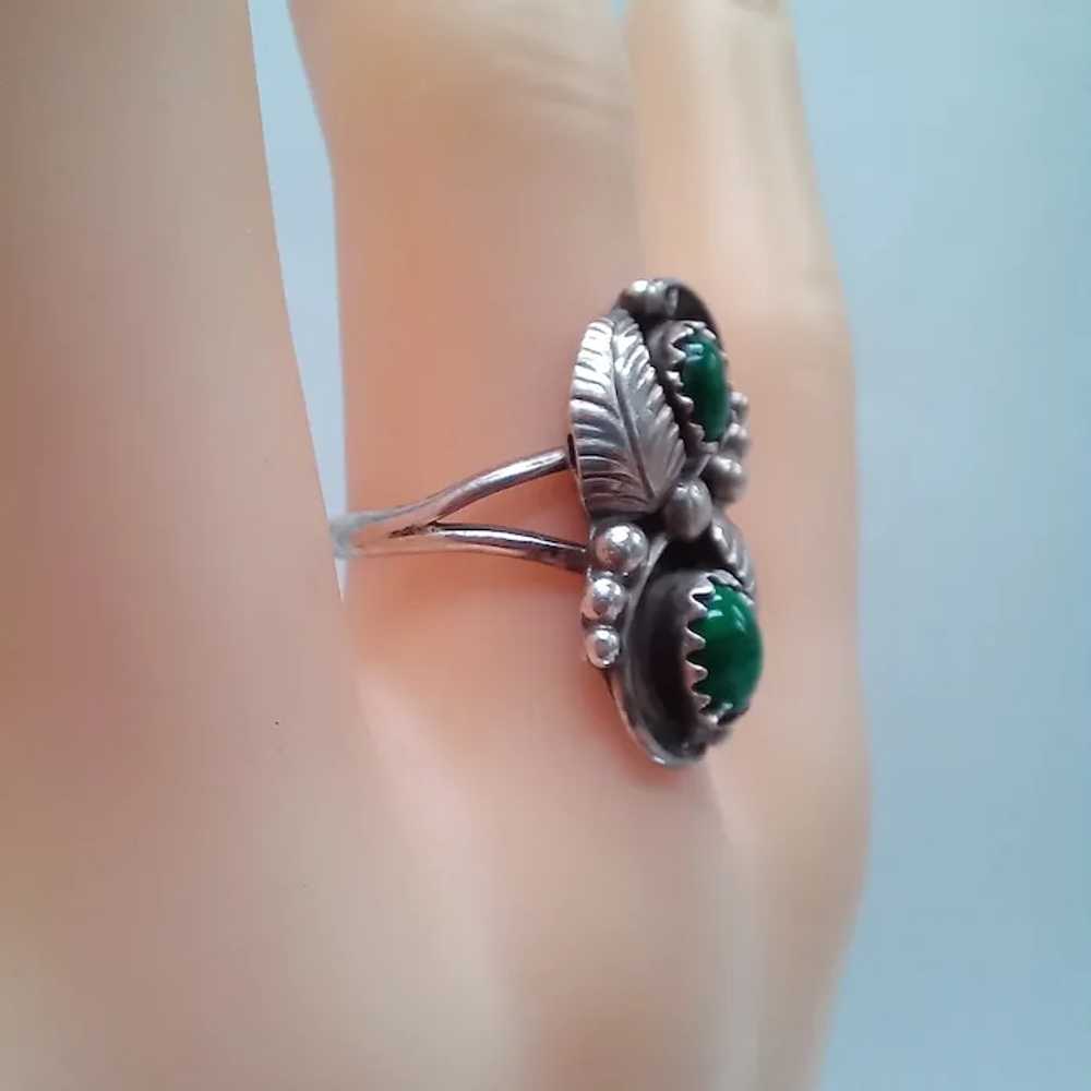 Navajo Sterling Silver Leaf/Feather & Malachite S… - image 11