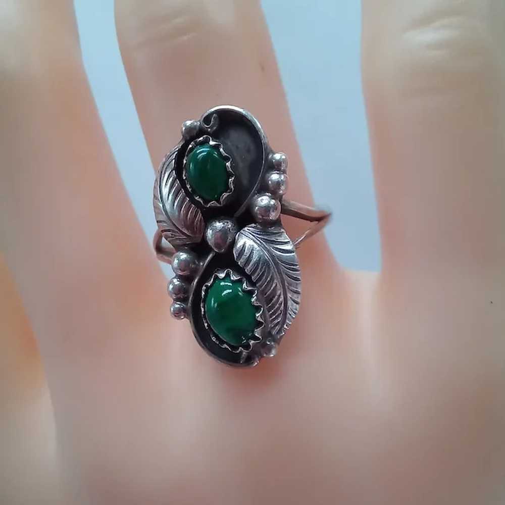 Navajo Sterling Silver Leaf/Feather & Malachite S… - image 9