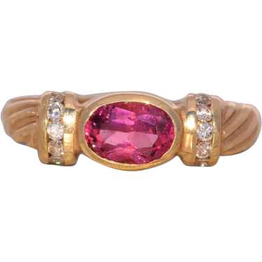 Bezel Set Tourmaline and Natural Diamond Ring in Y