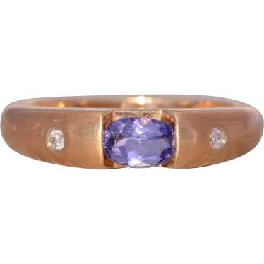 New Old Stock Vintage Tanzanite and Diamond Ring … - image 1