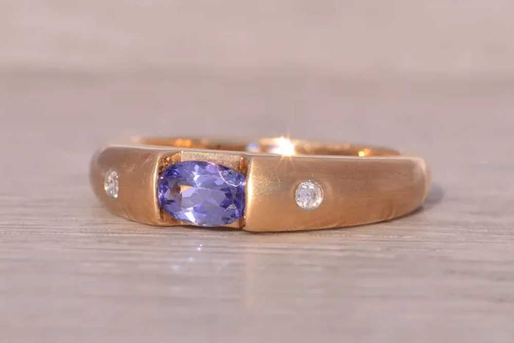 New Old Stock Vintage Tanzanite and Diamond Ring … - image 2