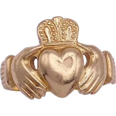 Claddagh Vintage Celtic Ring 14K Solid Gold Unise… - image 1