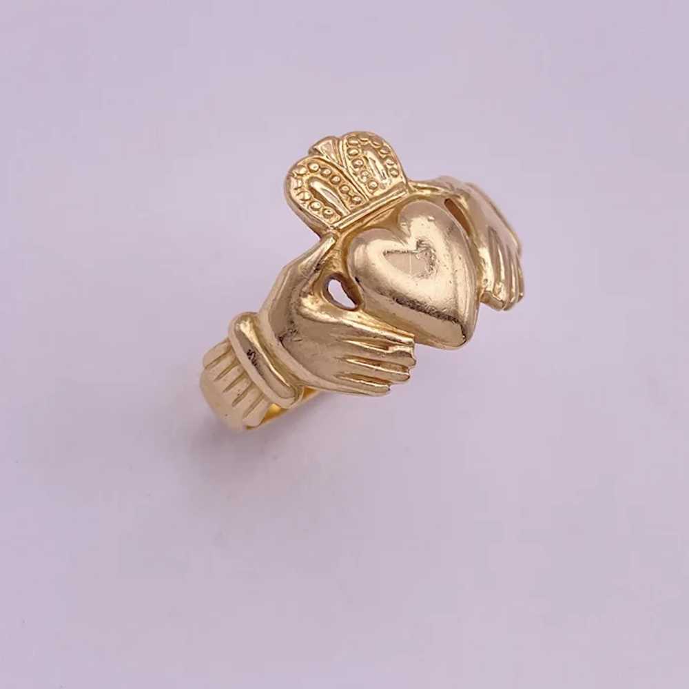 Claddagh Vintage Celtic Ring 14K Solid Gold Unise… - image 2