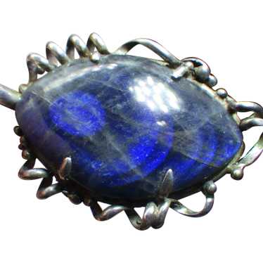 OOAK Artist Handmade Blue Gemstone Pendant, Wire W