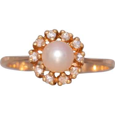 Gabriel and Co Pearl and Natural Diamond Ring