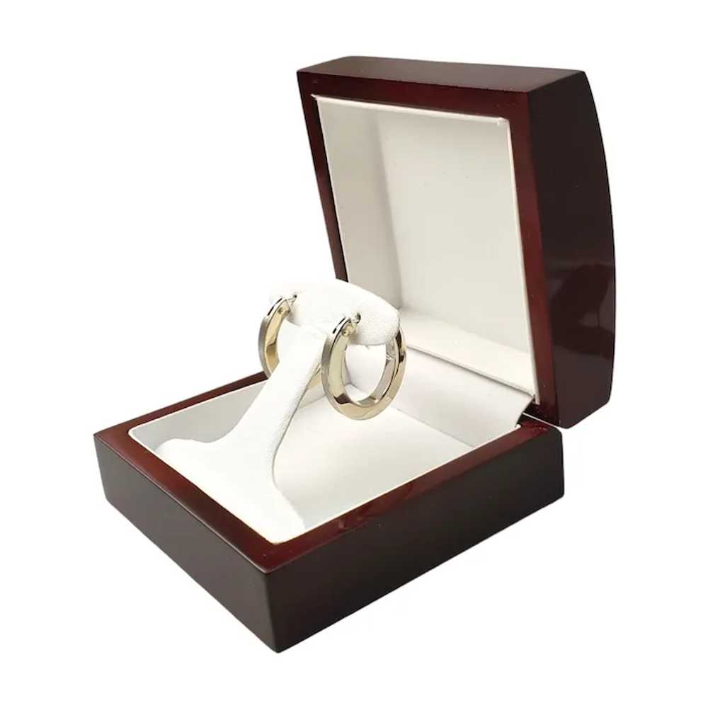 14K White Gold Oval Hammered Hoop Earrings #17016 - image 11