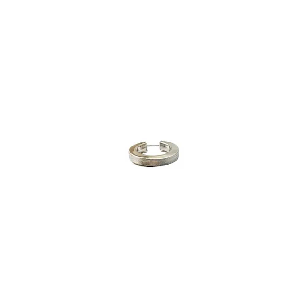 14K White Gold Oval Hammered Hoop Earrings #17016 - image 2