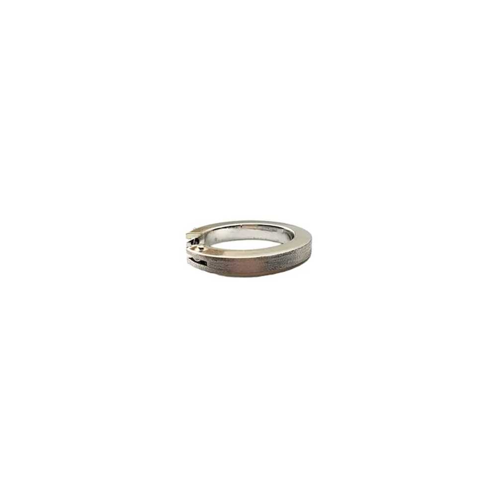 14K White Gold Oval Hammered Hoop Earrings #17016 - image 4