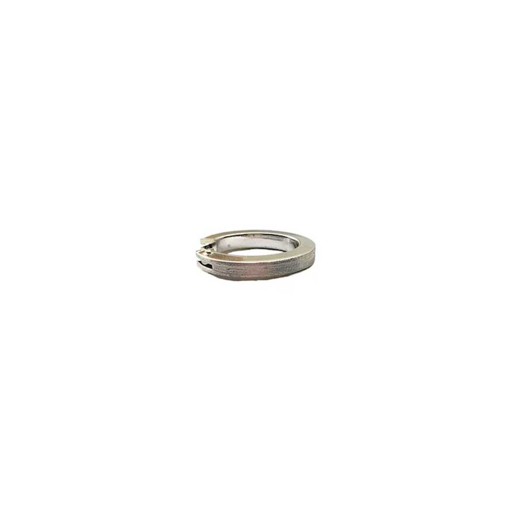 14K White Gold Oval Hammered Hoop Earrings #17016 - image 5