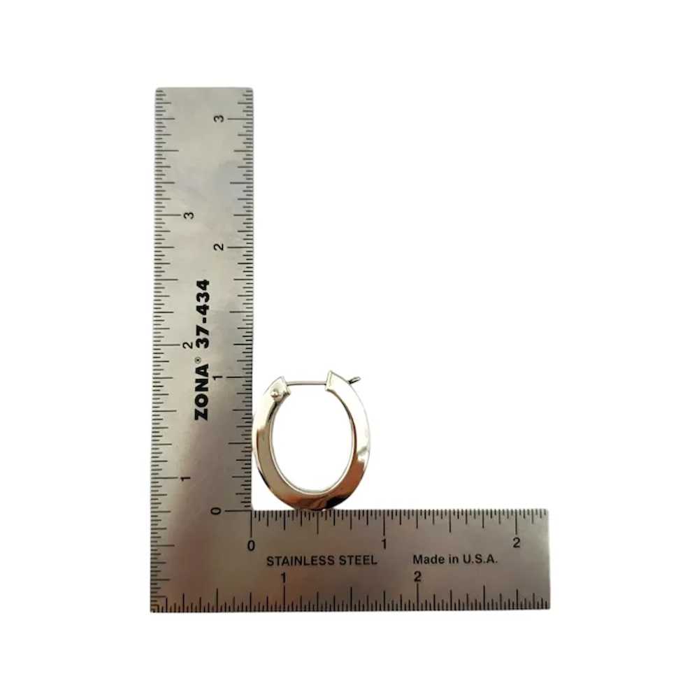 14K White Gold Oval Hammered Hoop Earrings #17016 - image 6