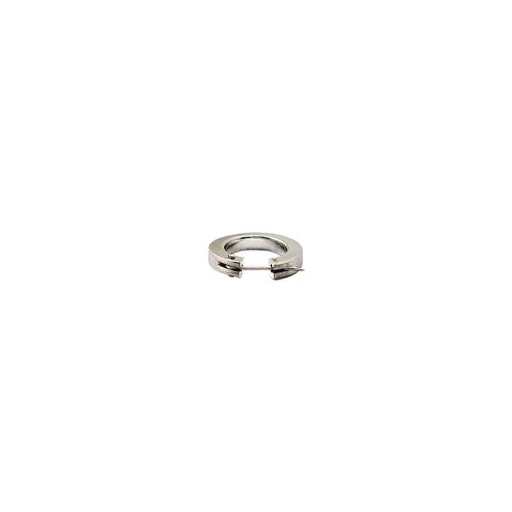 14K White Gold Oval Hammered Hoop Earrings #17016 - image 7