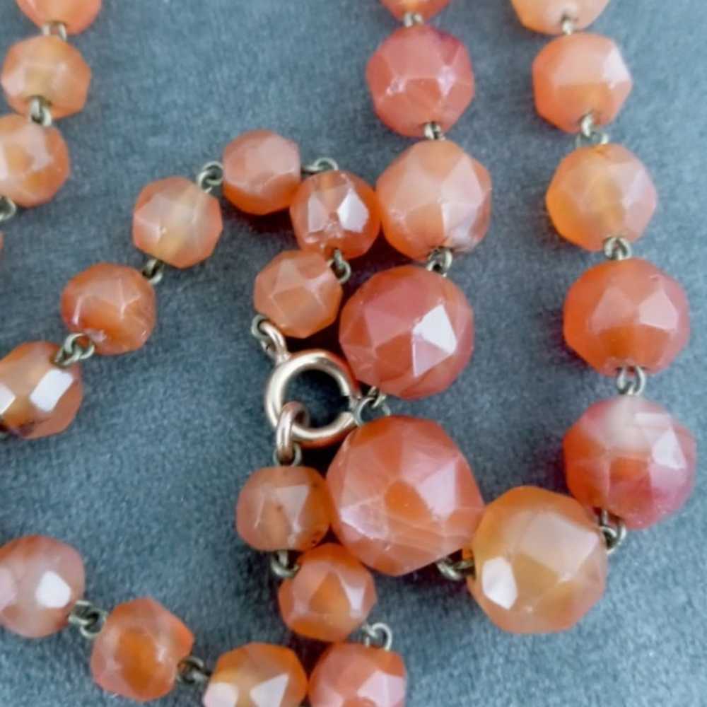 NecklaceAntique faceted carnelian gemstone bead n… - image 2