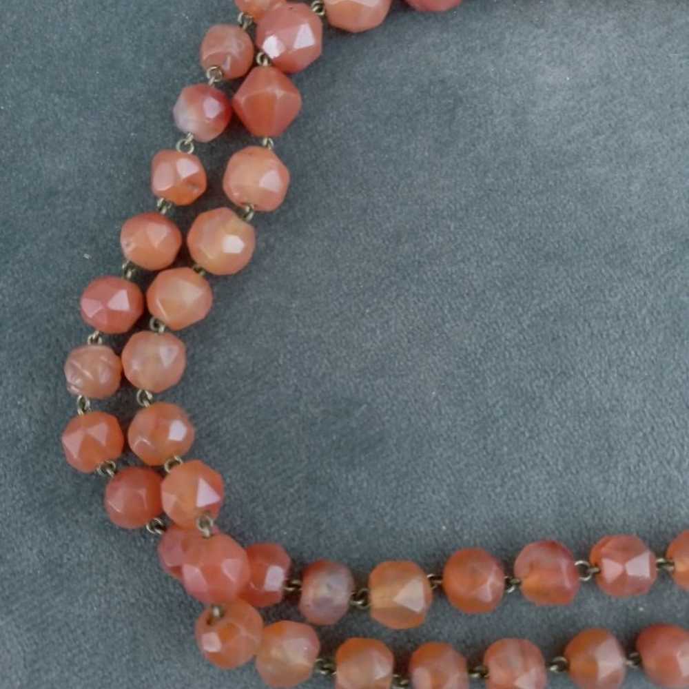 NecklaceAntique faceted carnelian gemstone bead n… - image 3