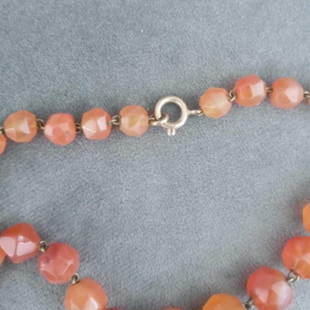 NecklaceAntique faceted carnelian gemstone bead n… - image 5