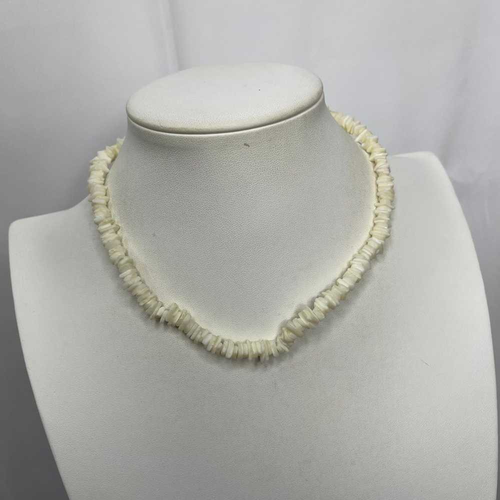 white necklace puca puka shell beaded costume fas… - image 2
