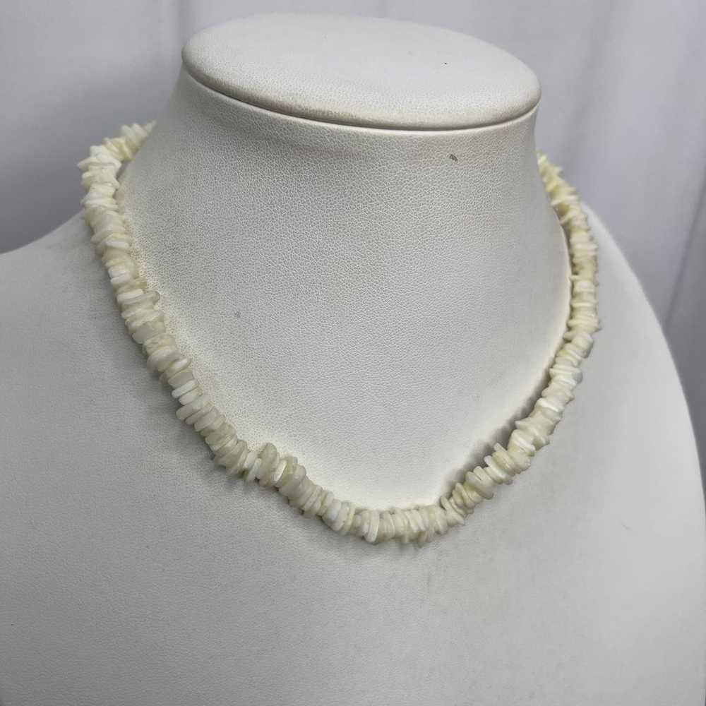 white necklace puca puka shell beaded costume fas… - image 3