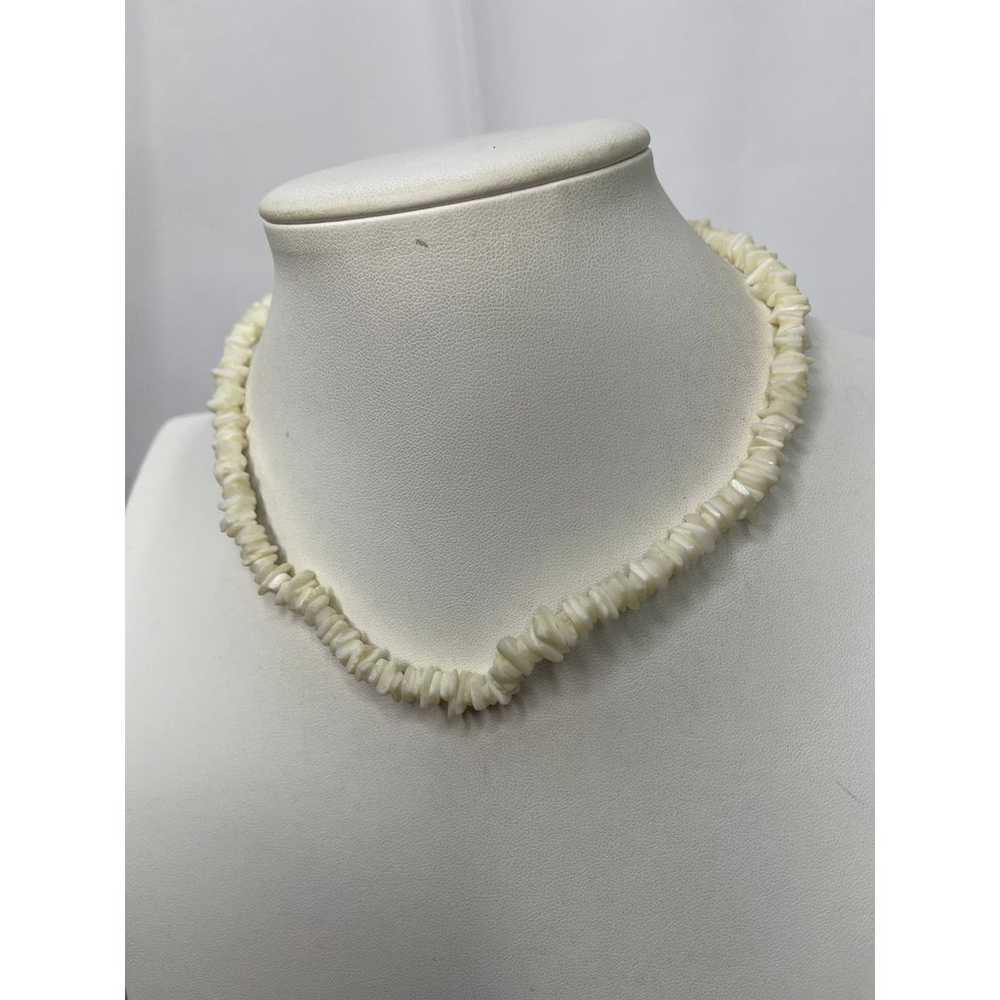 white necklace puca puka shell beaded costume fas… - image 4