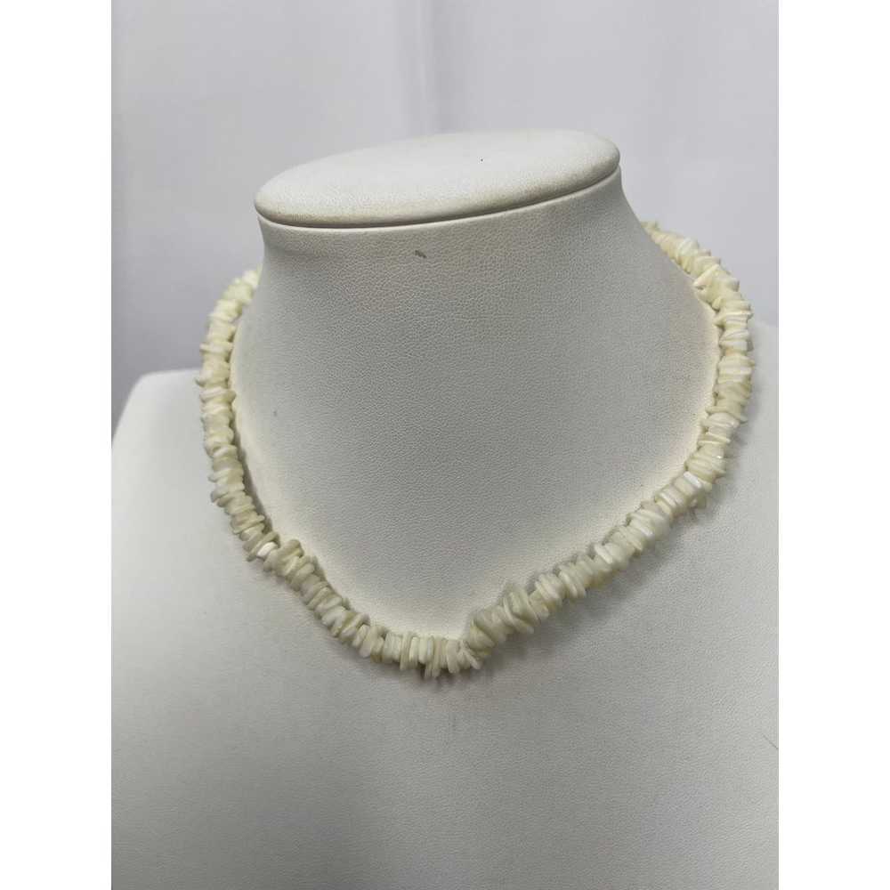 white necklace puca puka shell beaded costume fas… - image 5