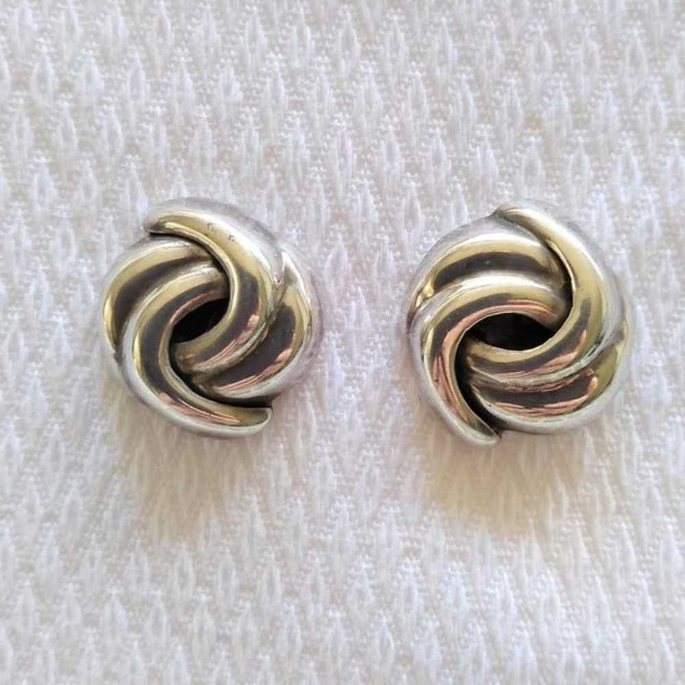 Sterling Silver Button Pierced Earrings Vintage - image 1