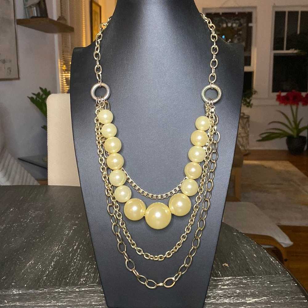 Vintage Gold Tone multi (4) strand pearl bead cha… - image 1