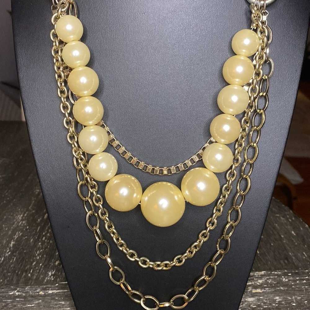 Vintage Gold Tone multi (4) strand pearl bead cha… - image 2