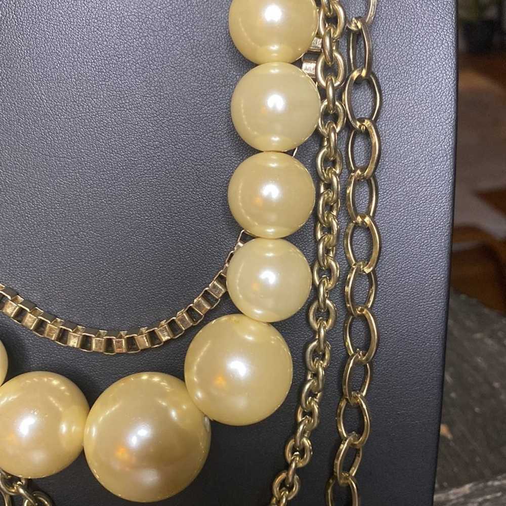 Vintage Gold Tone multi (4) strand pearl bead cha… - image 3