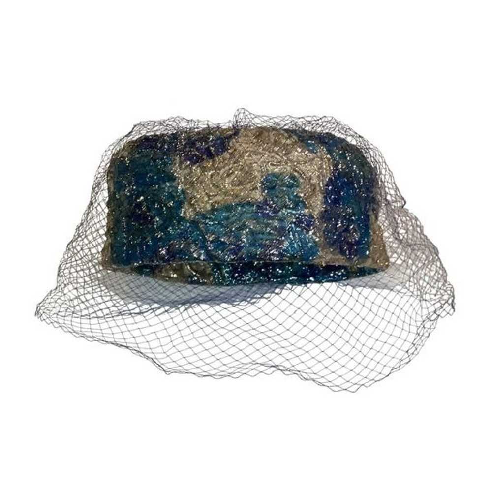 Vintage 1950s Pillbox Hat With Netting - image 2