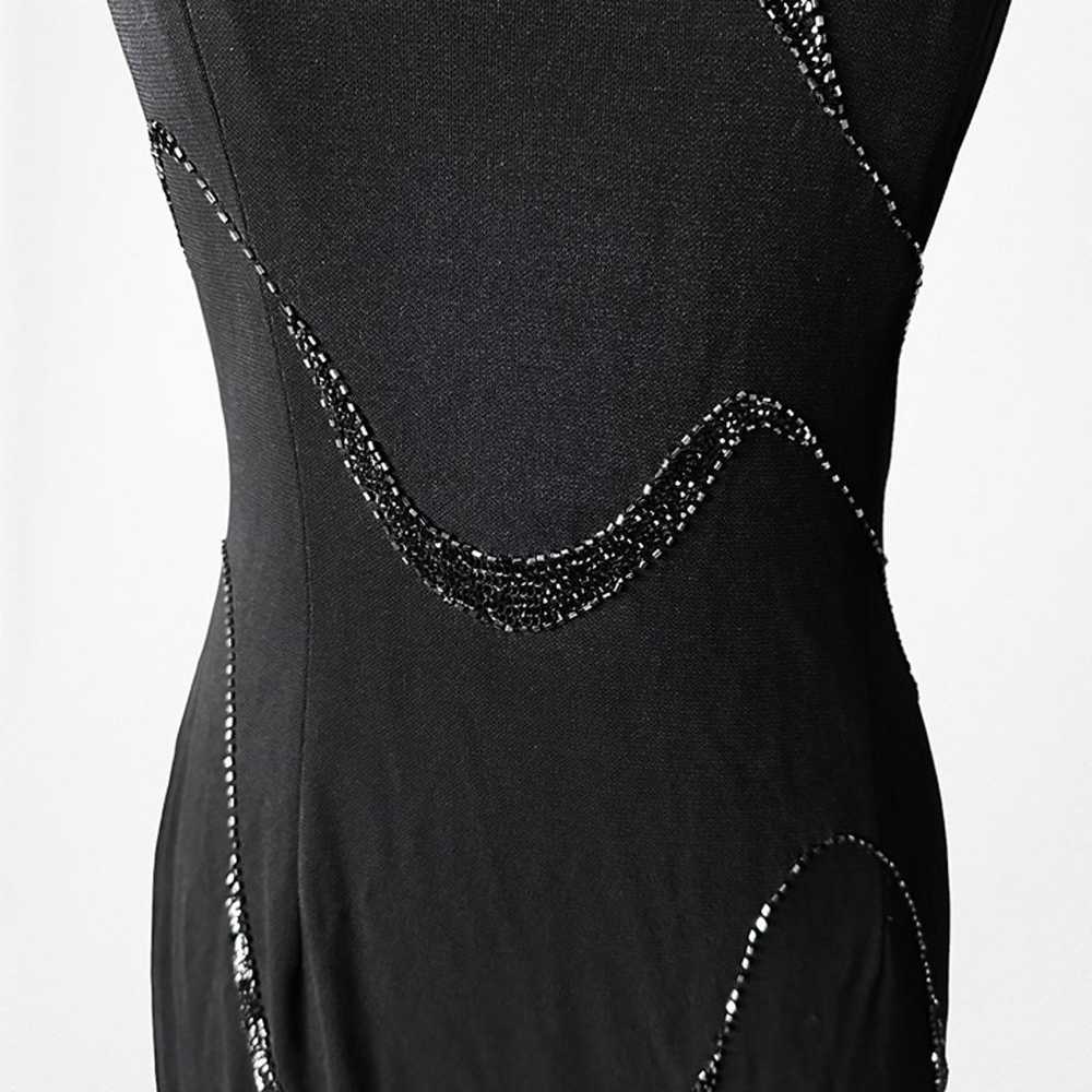Vintage Black Beaded Strapless Knit Maxi Bodycon … - image 7